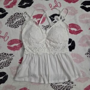 White Coquette Babydoll Cami Top